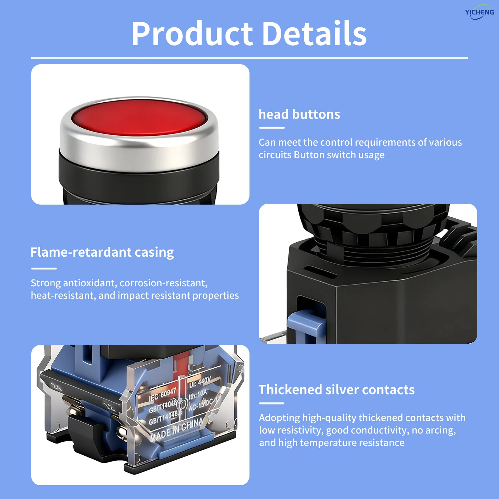 Picture 6: 10Pcs 22MM Momentary / self-locking button switch High quality and durable flat button normally open normally closed