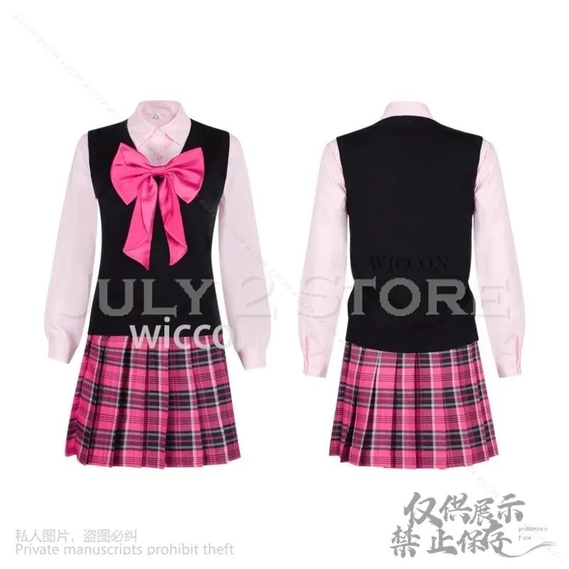 

COSda@Japanese Jirai Kei Girls Anime Cosplay Kawaii JK School Dress Hot Pink Sweet Cheerleader Costumes Preppy Style Skirts Cosp