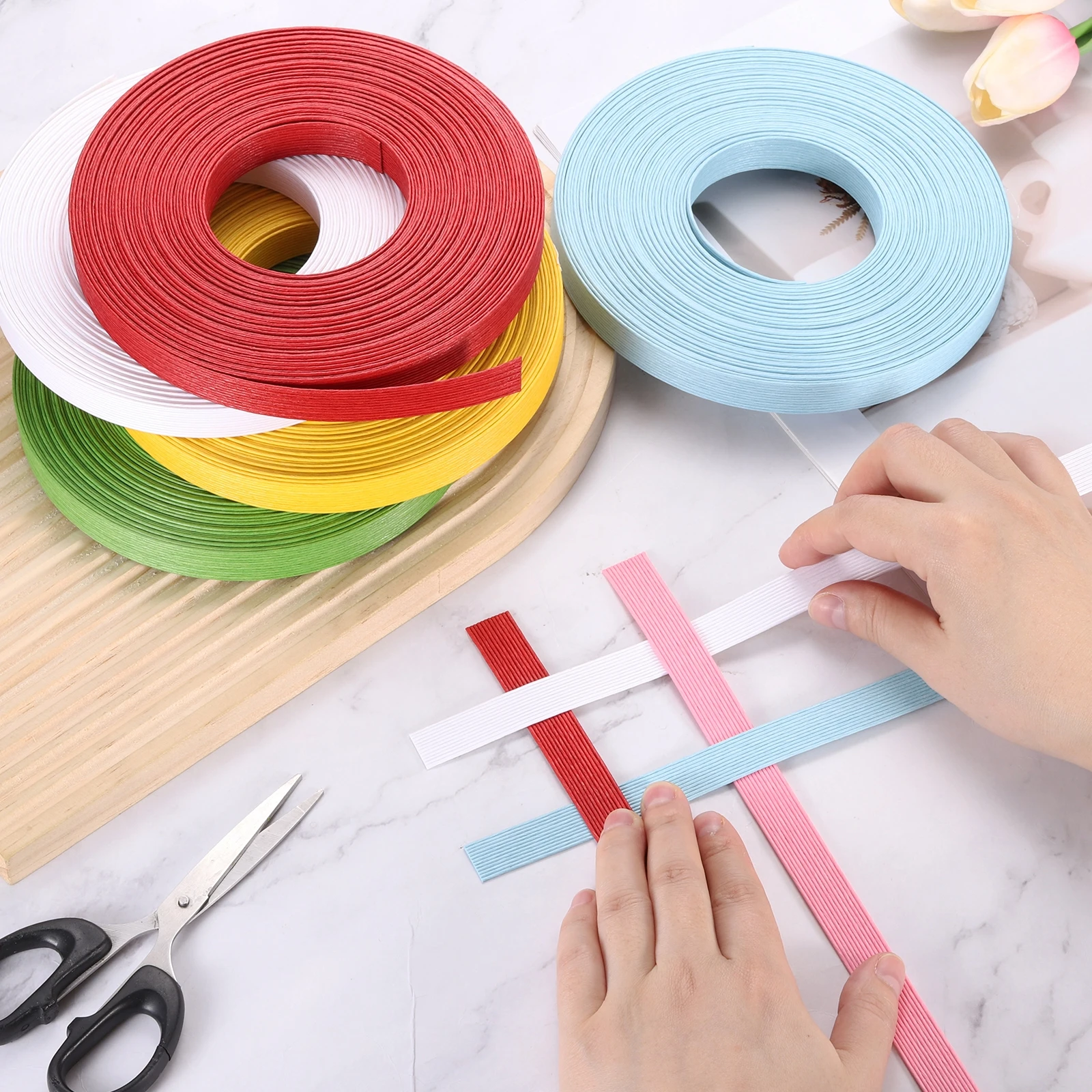 27.3 Yards x 0.6" Paper Rattan Weaving Cane 12-Ply Paper Rattan Weave Basket Weaving Supplies for DIY Home Kitchen Basket Crafts