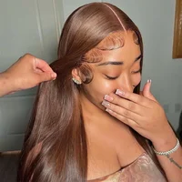 Pelucas frontales de encaje HD 13x6 13x4, 100% cabello virgen vietnamita crudo, liso, color chocolate, pre-arrancado, pelucas de cabello humano con encaje frontal.