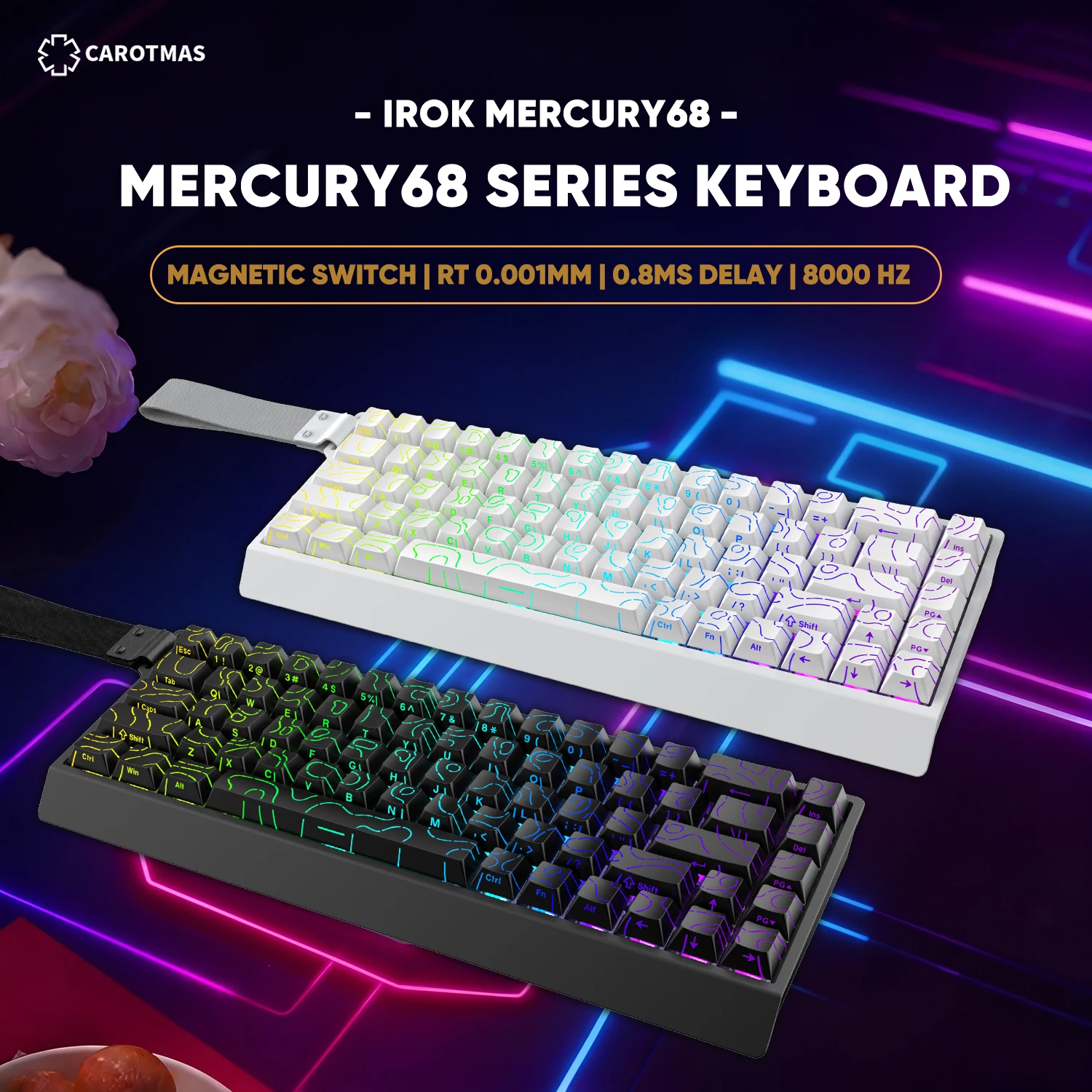 Фото Механическая игровая клавиатура IROK Carotmas Mercury68 Pro/Max RT с магнитными переключателями, проводная, 8K, 0.001 мм, для геймеров