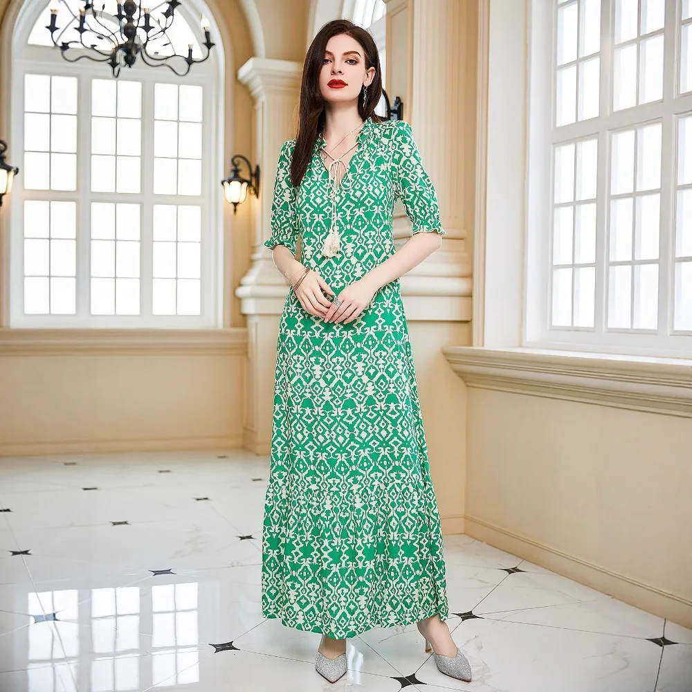 Women's Summer Dress Loose Printed Beach Sundress Short Sleeve Floral Maxi Dresses Spring Summer Matching Set Jumpsuit Playsuit