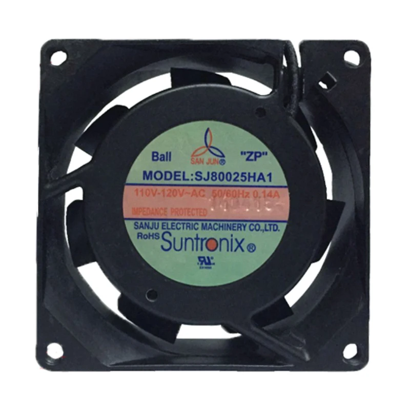 SJ8025HA1 SJ8025HA2 AC110/220/240V 0.06A/0.14A 80X80X25MM 2-Wire Cooling Fan