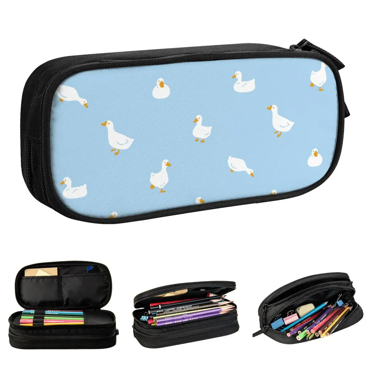 estojo de lapis do pato dos desenhos animados bolsas criativos para meninos e meninas grande material escolar presentes de chuveiro de borracha 01