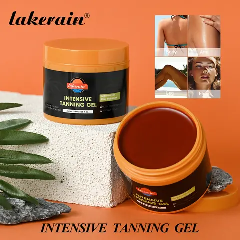 Gel Bronzeador Intensivo Lakerain, Creme Corporal Bronzeador, Loção Bronzeadora Carroten, Auxiliar Solar Eficaz, Creme Hidratante para Tom de Pele Bronzeado