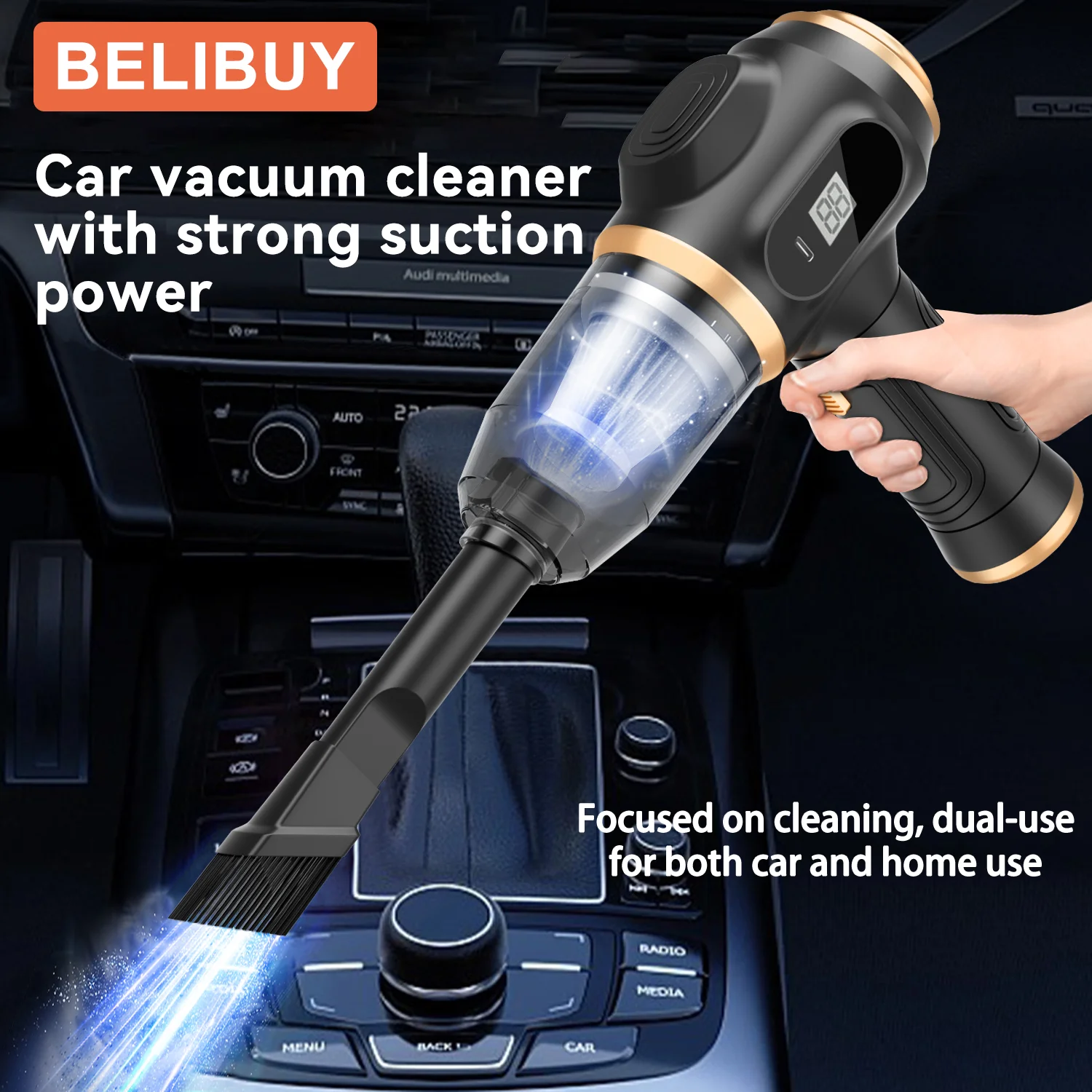 BELIBUY Household Vacuum Cleaner USB Charging High Power Strong Suction Bedroom Carpet Cleaner Machine Vacuum Cleaner For Car