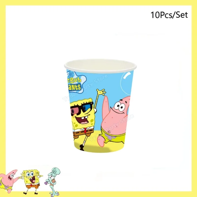 SpongeBob Schwammkopf Geburtstagsparty Dekorations-Set Tischgeschirr Becher Teller Tischdecke Luftballons Babyparty Kinderparty Geschenke – Detail 11