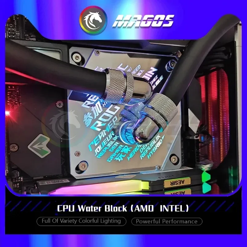 LGA1700 CPU Waterblock AM5 Watercooler Mirror ROG Logo Design 5V ARGB Gen. 12/13th Proccessor