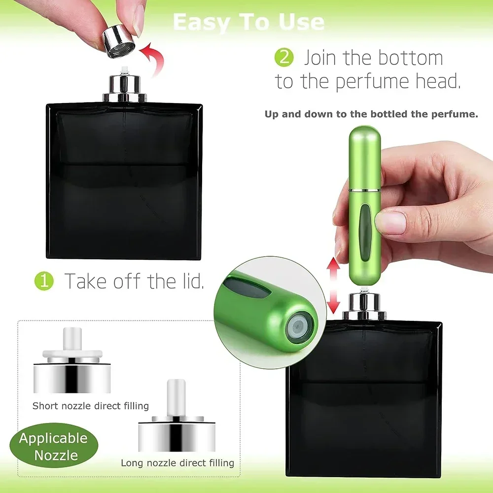 10PCS 5ml Mini Bottom-Filling Pump Perfume Refillable Spray Bottle Empty Atomizer Container Dispensing Portable Travel