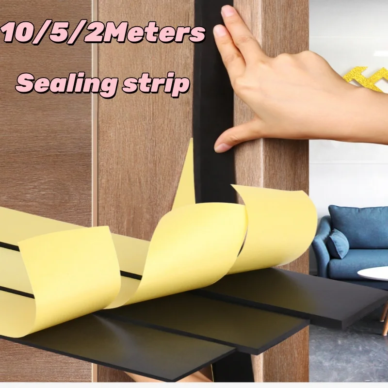 10/2M EVA black foam sponge rubber strip tape Strong adhesive Anti-collision Waterproof Window Door Seal Strip Weather Stripping