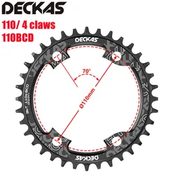 Звездочка Deckas 110BCD с 4 зажимами, Звездочка для шоссейного велосипеда, узкая широкая Звездочка для shimano R7000 R8000 R9100 R9000 4700 5800 6800 R2000 R3000