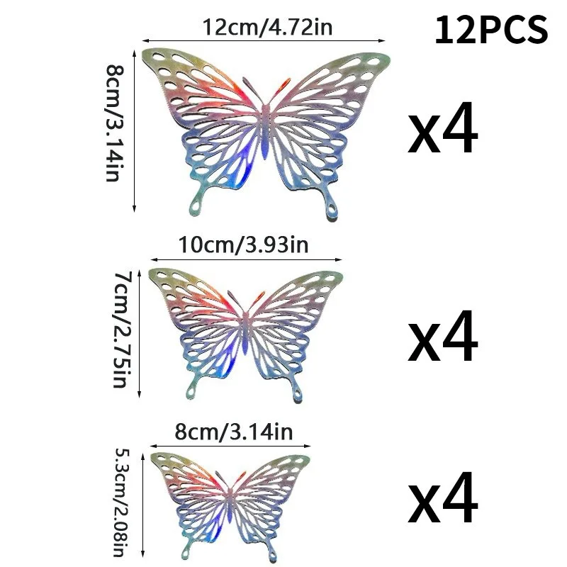 12Pcs Laser Cut 3D Hollow Butterfly Wall Stickers,Stereo Paper Butterfly Decorations, DIY Home Decor for Bedroom, Party Supplies