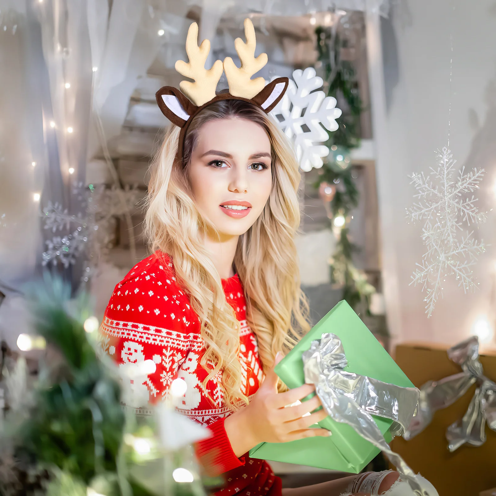 

Christmas Antler Headband Xmas Party Headdress For Women Girls Deer Horn Hair Hoops Holiday Photo Prop Xmas Supplies Hair