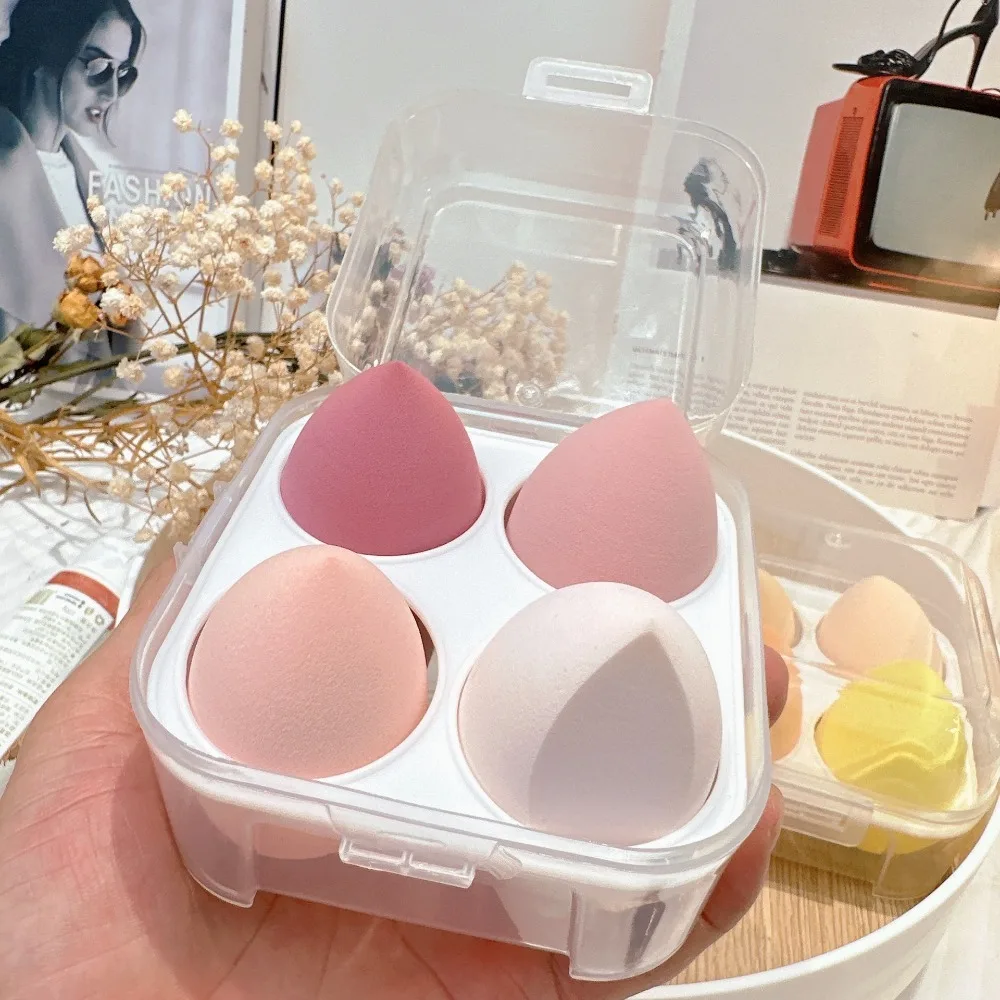 4 stks/set meerkleurige make-up spons blender zachte make-up accessoires cosmetische bladerdeeg voor droog en nat gebruik