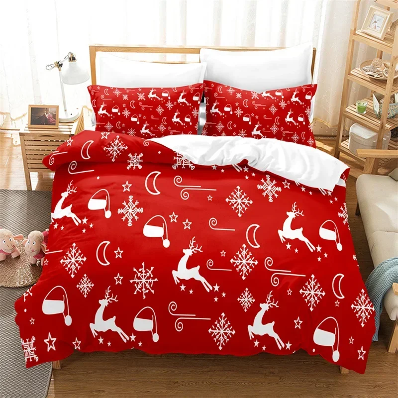 

3PCS Single-sided Merry Christmas Printed Comforter Bedding Sets Comfortable Bedspreads Comforter Duvet Bedding Birthday Gift