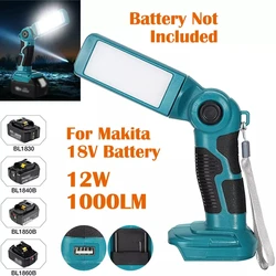 12W Camping LED Light For Makita 14.4V-18V Battery USB Flashlight Outdoors Spotlight emergency Light Outdoor Lighting For BL1430