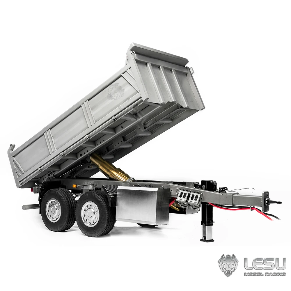 Nowy LESU 1/14 RC pełna przyczepa metalowa 2-osiowa zdalnie sterowana wywrotka hydrauliczna przyczepy zabawki modele dla chłopców TH23102