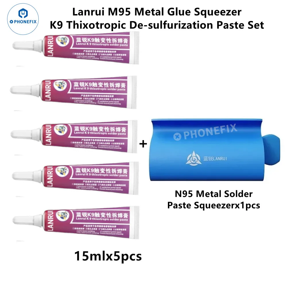 Lanrui M95 Metal Glue Extruder K9 Thixotropic Solder Paste for Cable /Battery Holder Tail Plug Motherboard Repair Desoldering