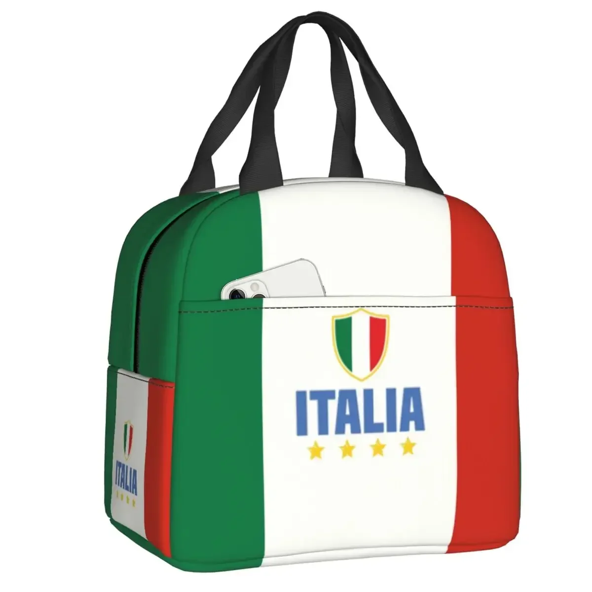 Flag Of Italy Lunch Bag Women Italian Patriotic Resuable Cooler Thermal Insulated Lunch Box for Work School Picnic Food Bags