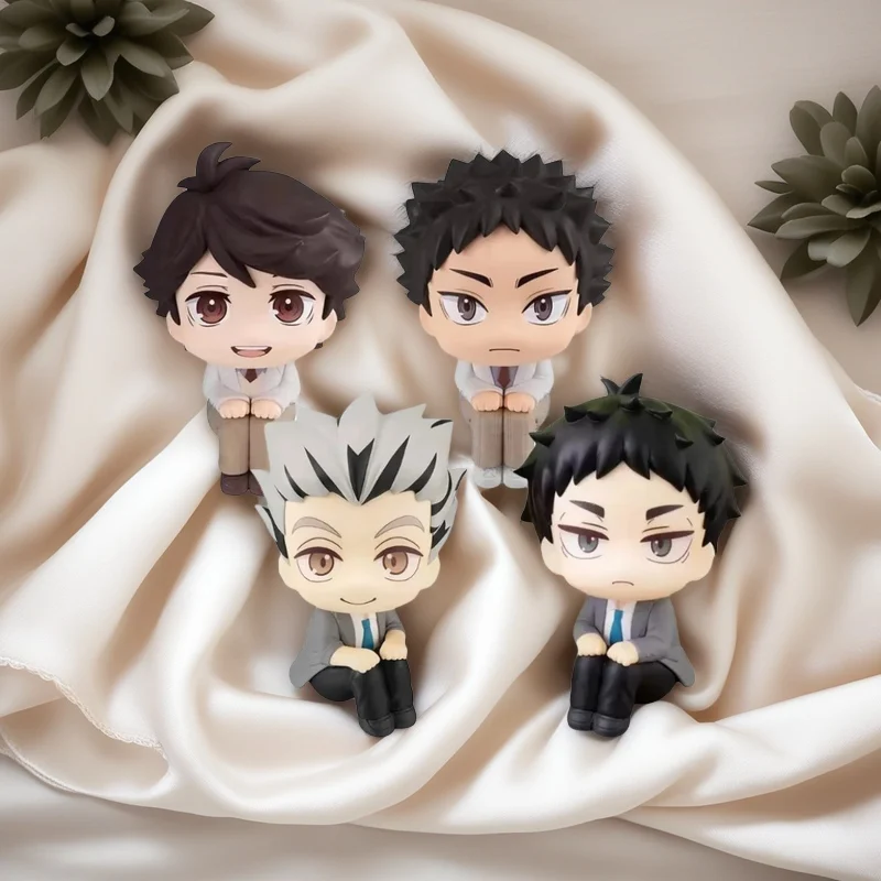 

10cm Anime Haikyuu Figures Oikawa Tooru Iwaizumi Hajime Akaashi Keiji Kotaro Bokuto Look Up Action Figures Q Version PVC Toy