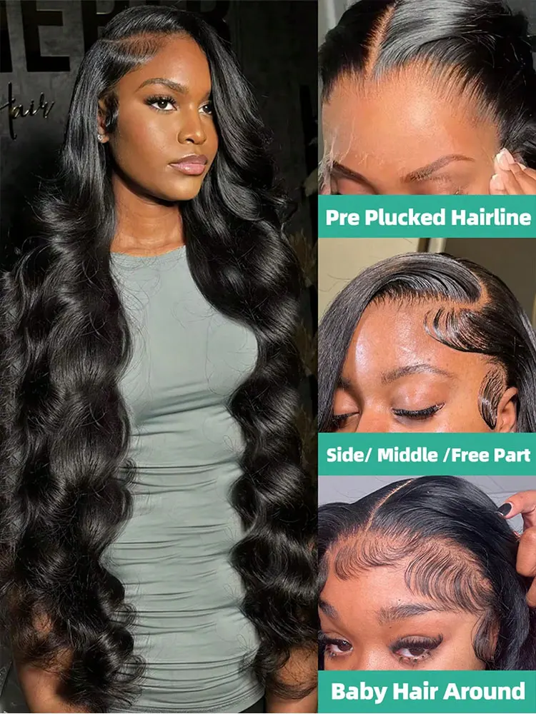 الجسم موجة 13x4 13x6 HD الدانتيل الشفاف الجبهة الباروكات إغلاق شعر مستعار 5x5 غلوليس شعر مستعار شعر الإنسان الدانتيل الباروكات الأمامية 250% الكثافة