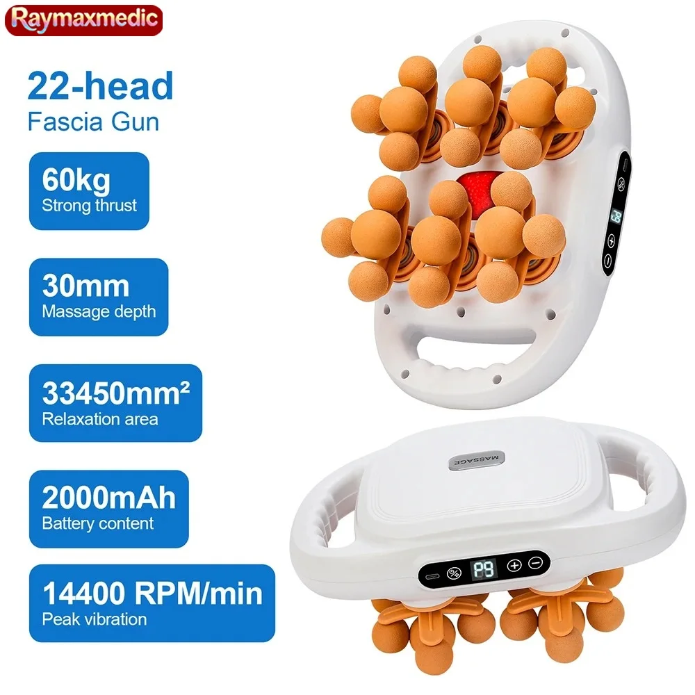 

22-Head Electric Fascia Gun 9 Gear Intensity High Frequency Vibration Back Body Waist Massage Machine Shoulder Legs Massager