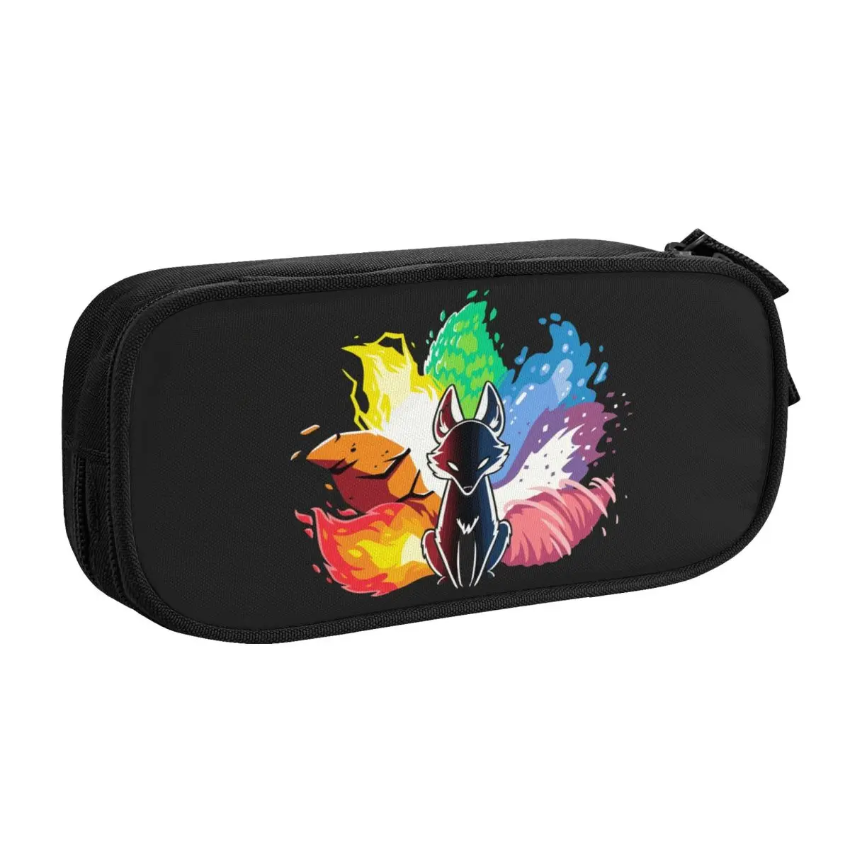 Custom Kitsune Nine Tail Fox Cute Pencil Case Boy Girl Large Capacity Japanese Art Pencil Bag School Accessories