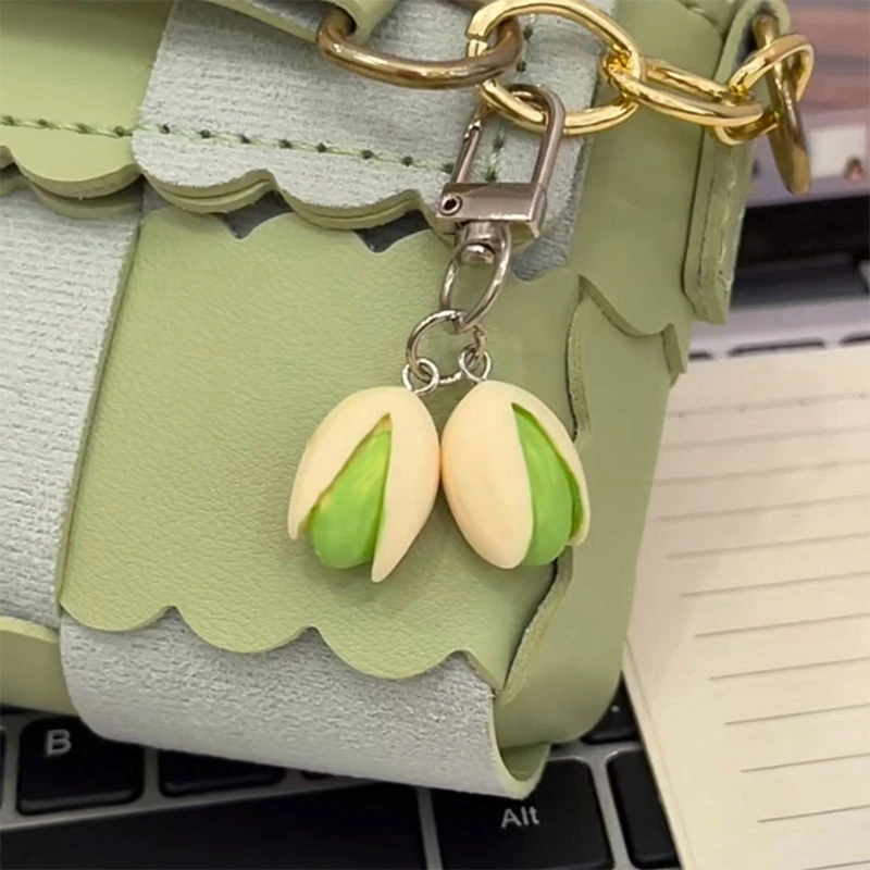 Pistachios Designs Keychain Whimsical Nut Keychain with Resin Detailing Fun Keychain Charm for Everyday Use