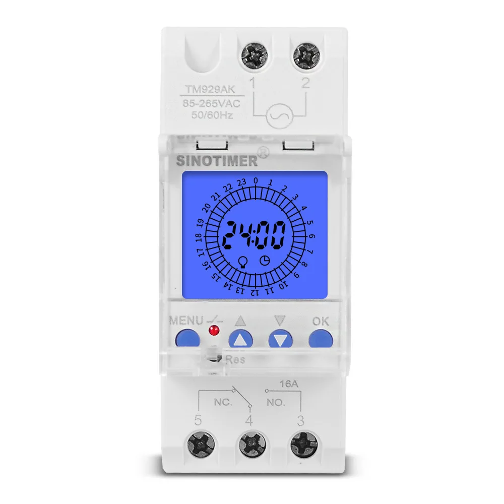 AC85-265V 24 часа цифровой аналоговый модуль Din переключатель времени подсветка большой ЖК-дисплей промышленный таймер контроллер 16A 30A реле