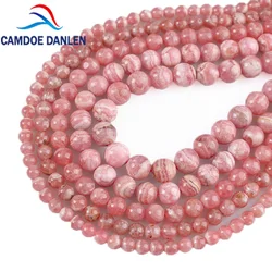 100% Natural Stone Argentine Rhodochrosite Gemstone Round Loose Bead Diy Spacer Beads for Jewelry Making Accessories