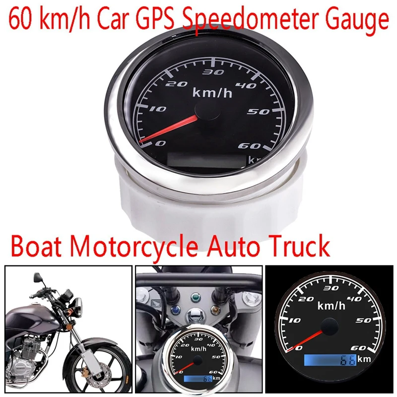 

60 Km/H Car GPS Speedometer Gauge 60 Km/H Boat Speed Odometer With GPS Antenna For Boat Motorcycle Auto Truck