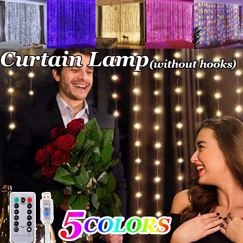 

Copper Wire USB Fairy Curtain Lights 8 Modes Remote Control for Garden Wedding Bedroom Holiday Decor Indoor Party Decor Use