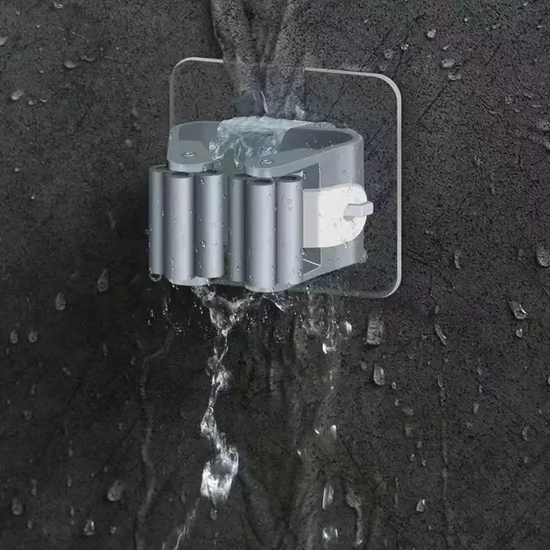 4 قطع حامل مكنسة مثبت على الحائط، بدون خطافات مثقاب للممسحة، منظم تخزين الحمام، قابض مكنسة لاصق - خالي من الضرر