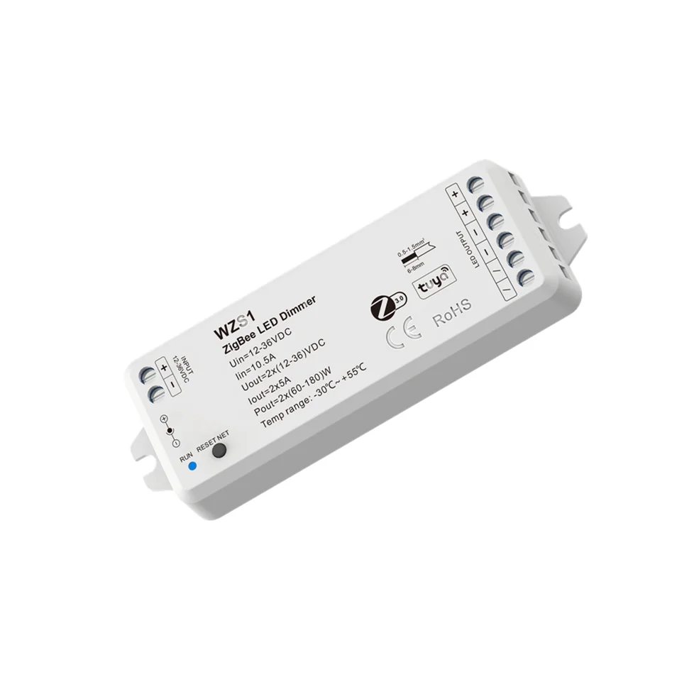 Imagem -02 - Zigbee Tuya App 3.0 Controlador de Led de Tensão Constante para Cor Única Cct Rgb Rgbw Rgbcct Luzes de Tira Led 12v36vdc 24v 2ch 5a