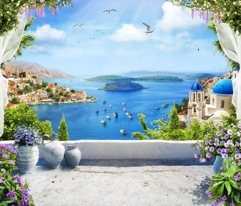 

Greek Aegean Sea Ocean island travel theme backdrops High quality computer print scenic Photography Studio Backgrounds