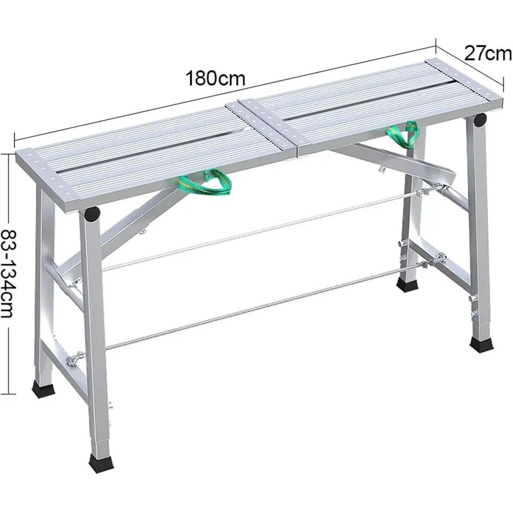 Adjustable Height Folding Step Ladder with 600 lbs Capacity, Portable Work Platform for Home and Engineering Projects