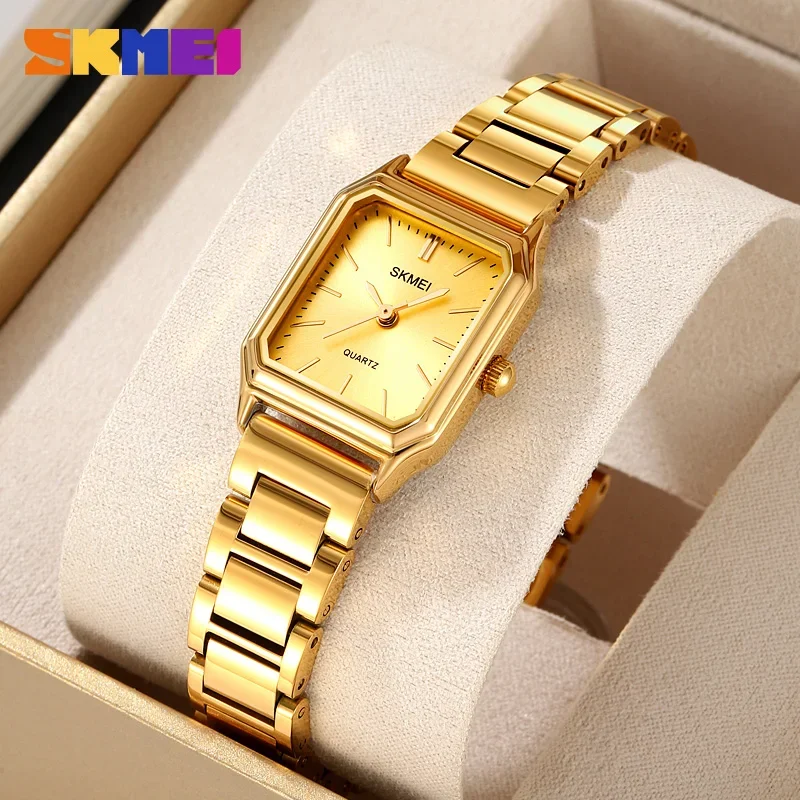 SKMEI Montre Femme Élégante En Acier Inoxydable Doré - Étanché 30m, Quartz Analogique Classique - Cadeau Idéal Pour Femme