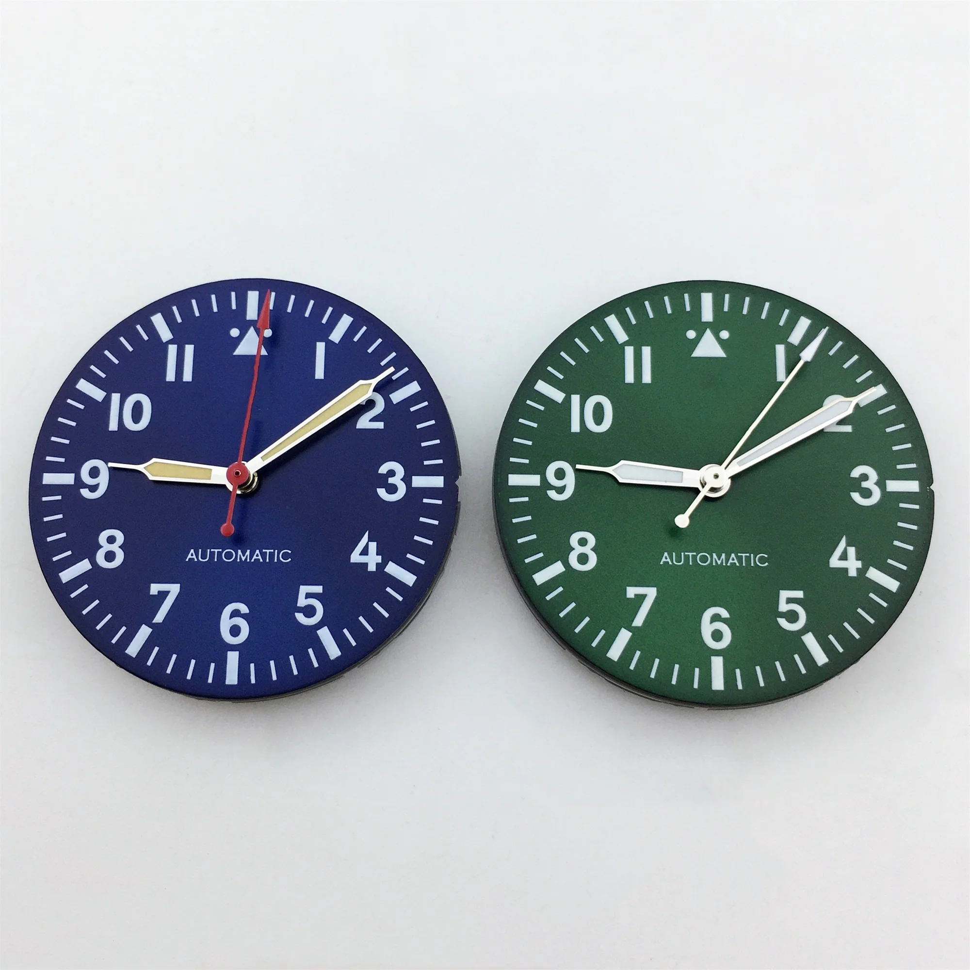 29mm Pilot Style Watch Dial and Hands Black Blue Green White Dial C3 Green Luminous Fit NH35 NH36 ETA2824 PT5000 Movement