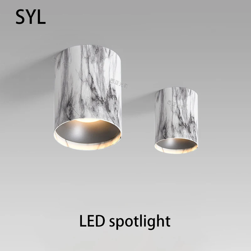 

Led Spotlights Marble Patterned Grain Spot Light Surface Mounted Ceiling Lamp Wabi Sabi Style Living Room COB Lighting Fixture