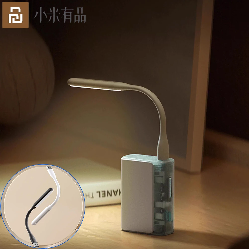 Xiaomi youpin usb luz led 5 níveis de brilho 5v 1.2w portátil lâmpada led de poupança de energia com braço ajustável para banco de potência pc