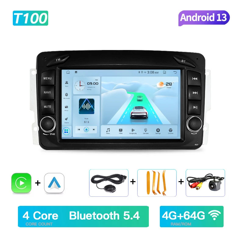 Android autoradio multimediasysteem voor Mercedes Benz CLK W209 G W463 C208 W208 Vaneo CLK W209 met CarPlay, Auto 4G Wifi navigatie