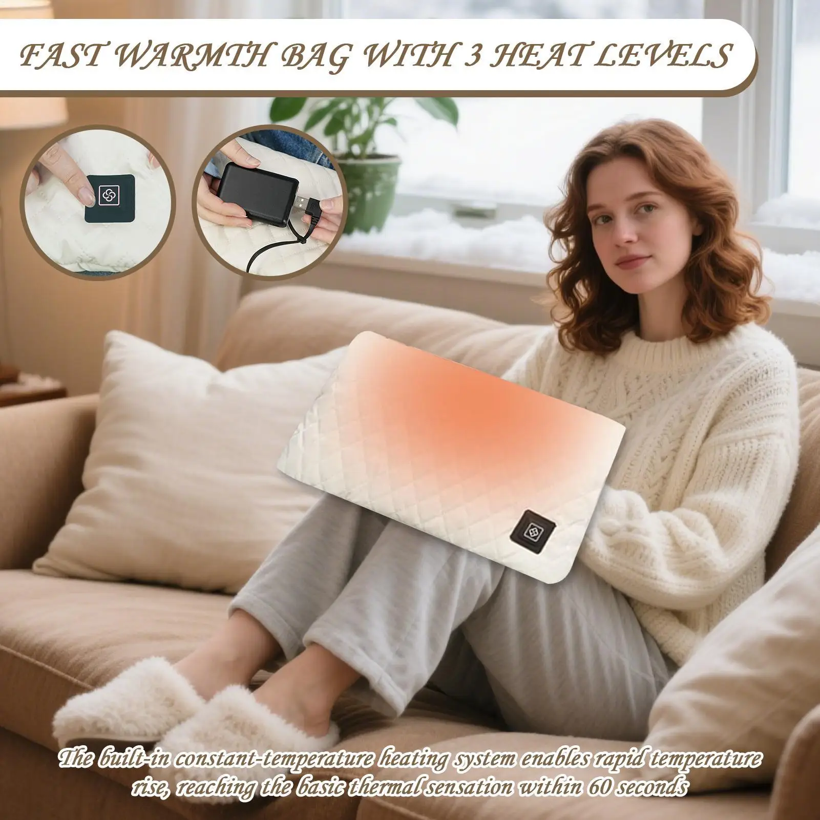 

3 Heat Levels Hand Warmer Pouch, Adjustable Temperature Heater for Camping Hiking, Portable Warmth Bag for Outdoor Commuting