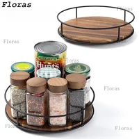 Bandeja giratoria de madera maciza y acero - 15.73 € Bandeja giratoria de madera maciza y acero