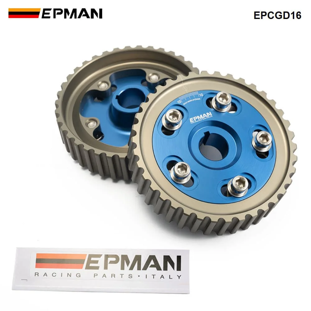 EPMAN Racing Conjunto de 2 Polias de Comando Ajustáveis para HONDA CIVIC Integra D16A SOHC 96-00, Polia de Admissão e Escape EPCGD16