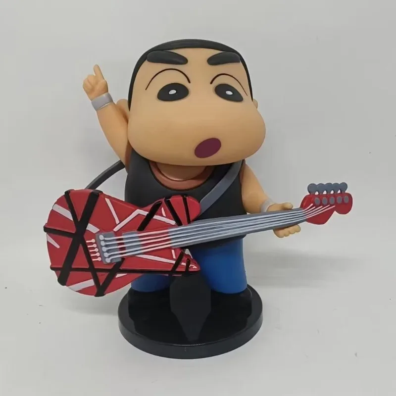 

11CM Anime Crayon Shin-chan Daily Series Playing Guitar Anime Figures Ornaments Model Wholesale For Children's Gifts