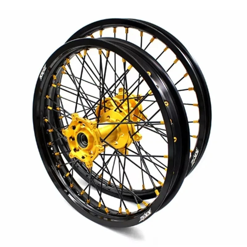 

【2025】 Motocross Dirt Bike Alloy Wheels Rims Set For Yamaha YZ125 YZ250 1999-2024 YZ250F YZ450F WR250F WR450F 2024 Gold Hub Nipp