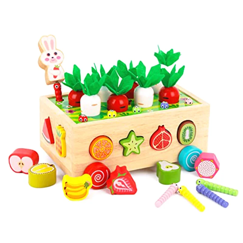 Multifunctional Toy From 1 2 3 Years,Carrot Plug-in Game Gift Wooden Toy Sorting Game Wooden Puzzle Carrot Harvest