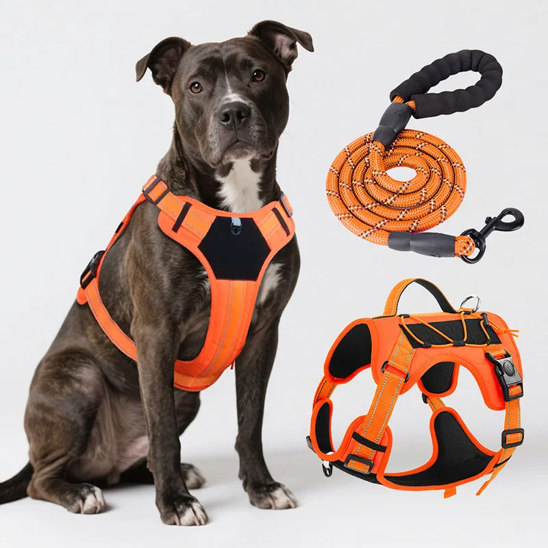 

Pet Tactics Harness Multi Functional Nylon Reflective Dog Adjustable No Pull Comfortable Control Dog Chest Harness Pet Supplies