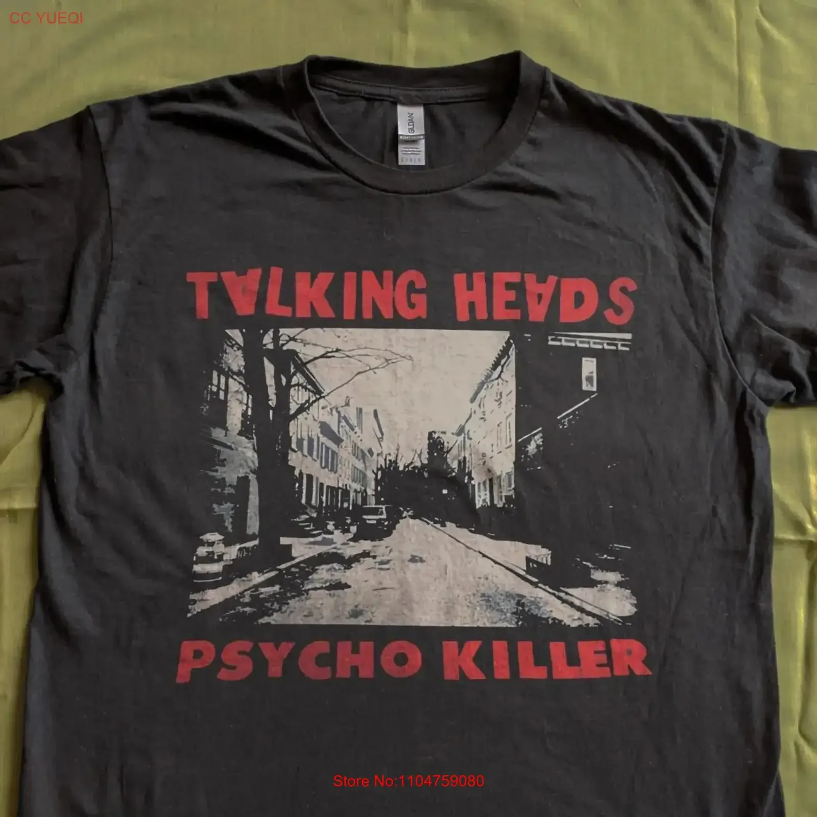 Talking Heads Psycho Killer Unisex schwarzes T-Shirt QT3906 Vintage Washed Fashion Bequeme, lässige Designerkleidung Stilvoll