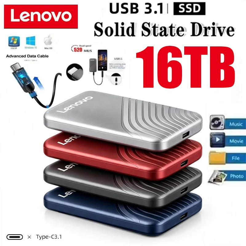 

Портативные мобильные жесткие диски Lenovo, легкие внешние жесткие диски USB3.2, быстрая передача данных, внешние твердотельные накопители для ноутбуков/ПК
